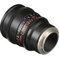 Samyang 85mm T1.5 VDSLR II Specs Focal Length 85mm Lens Mount Sony E Lens Format Coverage Full Frame Maximum Aperture T1.5 Minimum Aperture T22 Diagonal Angle of View Super35: 19.1° Full Frame: 28.3° Minimum Focus Distance From : 42" / 106.7 cm Optical Design 9 Elements in 7 Groups Diaphragm Blades 8 Image Stabilization No Length 3.97" / 100.7 mm Weight 21.3 oz / 605 g Packaging Info Package Weight 1.69 lb Box Dimensions (LxWxH) 6.3 x 5.2 x 5.15"