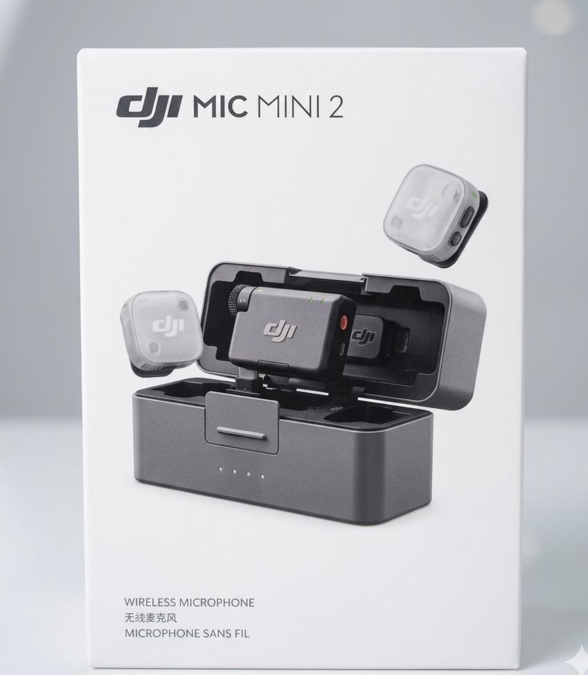DJI MIC MINI 2 (2 TX + 1 RX + CC) wireless microphone kit for vlogging, interviews, and professional audio recording with portable charging case