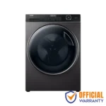 Haier HW105-B14959S8U1 10.5KG AI front load washing machine with inverter motor, WiFi control, large drum, and LED display in dark silver finish
