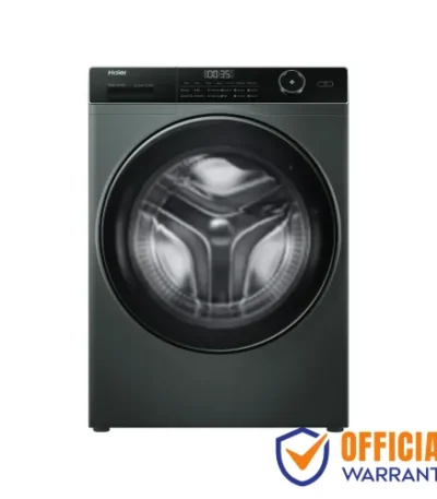 Haier HW90-BP14959S8 9KG Front Load Washing Machine with inverter motor, AI features, large drum, and LED display in silver finish