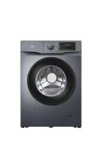 TCL P1109FLG 9KG Front Load Inverter Washing Machine with Heater, steam wash, honeycomb drum, LED display, and smart washing features in silver color.