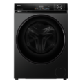Haier HW90-BP12357S8 9KG Inverter Front Load Washing Machine with BLDC motor, steam wash, super drum, and touch display in dark jade silver color.