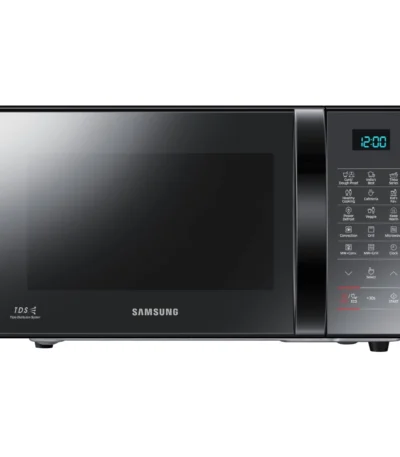 Samsung Convection Microwave Oven CE76JD-M/D2 21L black color with grill and convection cooking features displayed on kitchen countertop.