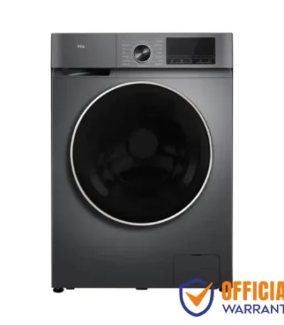 TCL C7110FLG 10KG Front Load Washing Machine with Smart DD inverter motor, steam wash, heater, honeycomb drum, LED display, and premium silver finish.