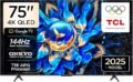 TCL 75T8C 75 Inch QLED 4K HDR UHD Smart Google TV with 144Hz Motion Clarity and Dolby Atmos