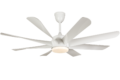 BREEZE.LUX BL-2181-WH 62 Inch White 8 Blade DC Ceiling Fan with LED Light and Remote Control