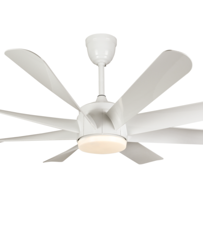 BREEZE.LUX BL-2181-WH 62 Inch White 8 Blade DC Ceiling Fan with LED Light and Remote Control