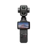 DJI Osmo Pocket 4P (Pocket 4 Pro) Creator Combo with 1-inch CMOS camera, 3-axis gimbal stabilizer, rotatable touchscreen, DJI Mic transmitter, mini tripod, wide-angle lens, and creator accessories in black.