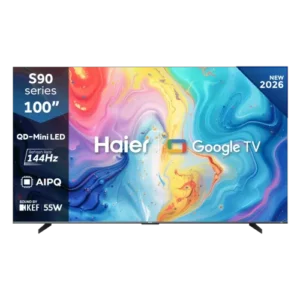 Haier H100S90FUX 100 Inch 4K UHD QD-Mini LED Smart Google TV with Google TV, Dolby Vision, Dolby Atmos, HDMI 2.1 and Quantum Dot Display