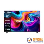 Haier P7 Pro HQLED 43 Inch AI Smart Google TV with 4K UHD Display, Google TV, HDR, Dolby Audio and Chromecast Built-in