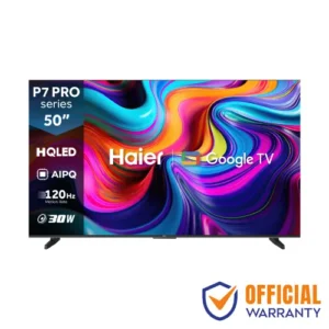 Haier P7 Pro HQLED 50 Inch AI Smart Google TV with 4K UHD display, Google TV, Dolby Vision and AI smart features.