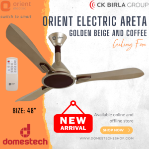 Orient Arita 48 Inch Ceiling Fan With Remote Control Golden Beige Decorative Energy Efficient Ceiling Fan for Home and Office