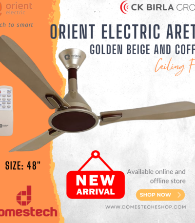 Orient Arita 48 Inch Ceiling Fan With Remote Control Golden Beige Decorative Energy Efficient Ceiling Fan for Home and Office