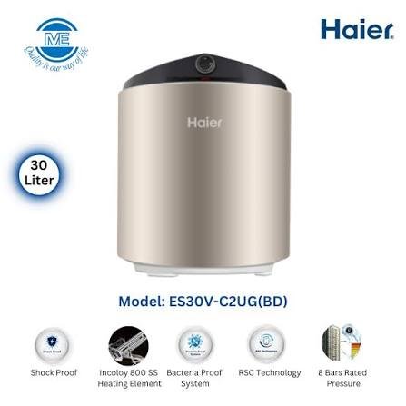 Haier ES30V-C2UG(BD) 30 Litre Vertical Electric Water Heater with 2200W Heating Power and Shock-Proof Protection