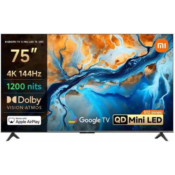 Xiaomi TV S Mini LED 75 2026 75 Inch 4K UHD QD-Mini LED Smart Android Google TV Global Version with 144Hz Dolby Vision Dolby Atmos